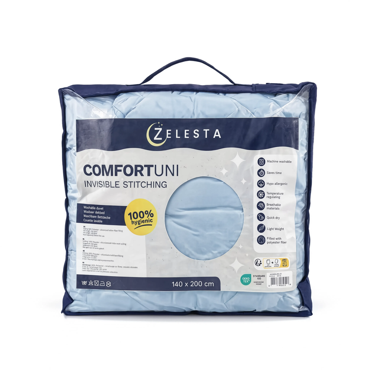Zelesta Comfort Uni Naadloos Dekbed - Ijsblauw