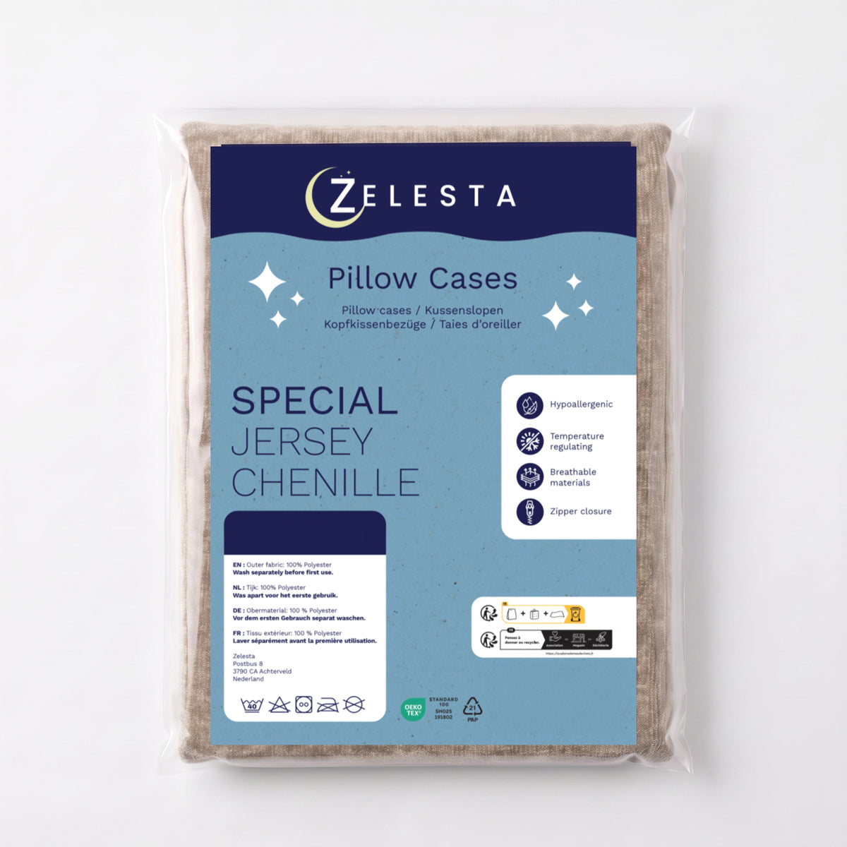 Zelesta Special Jersey Chenille Kussensloop Set van 2 - Metaalgrijs