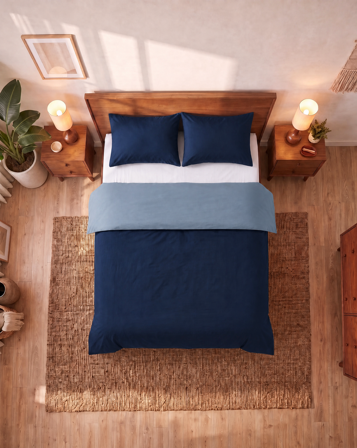 Zelesta Comfort Duo Naadloos Dekbed - Blauw & Marineblauw