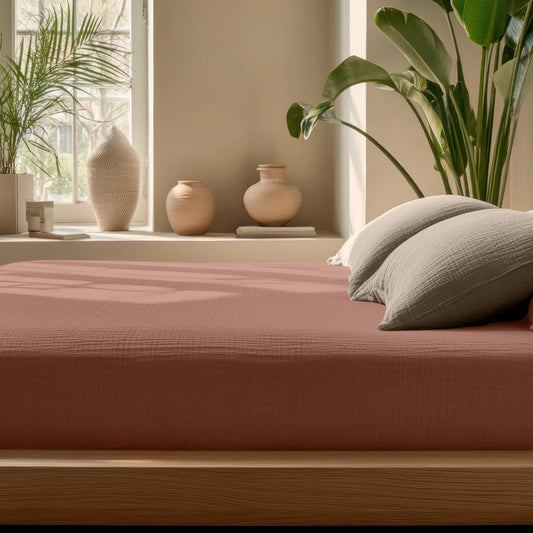Zelesta Muslin Fitted Sheet - Dusty-Rose image