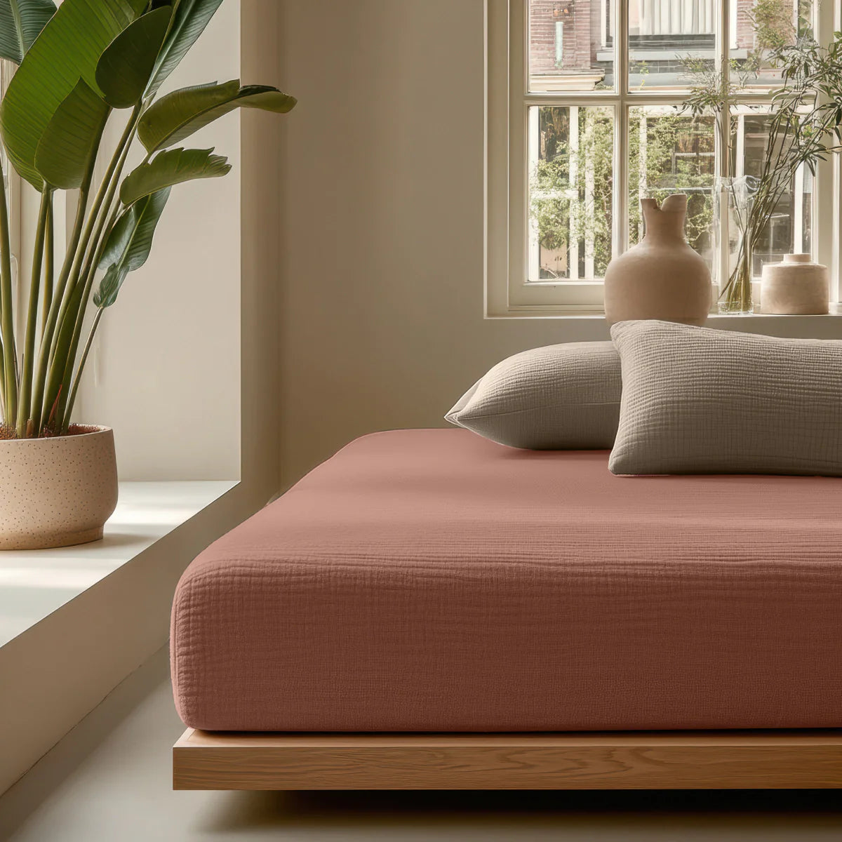 Zelesta Muslin Fitted Sheet - Dusty-Rose image