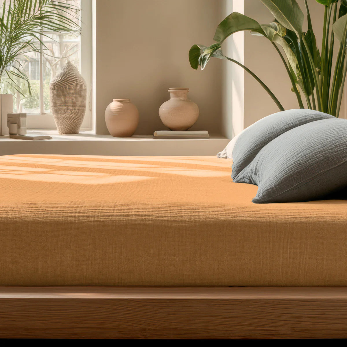 Zelesta Muslin Fitted Sheet - Terra image