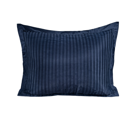 Zelesta Deluxe Hotel Stripe Satin Cotton Pillowcase Set Of 2 - Blue