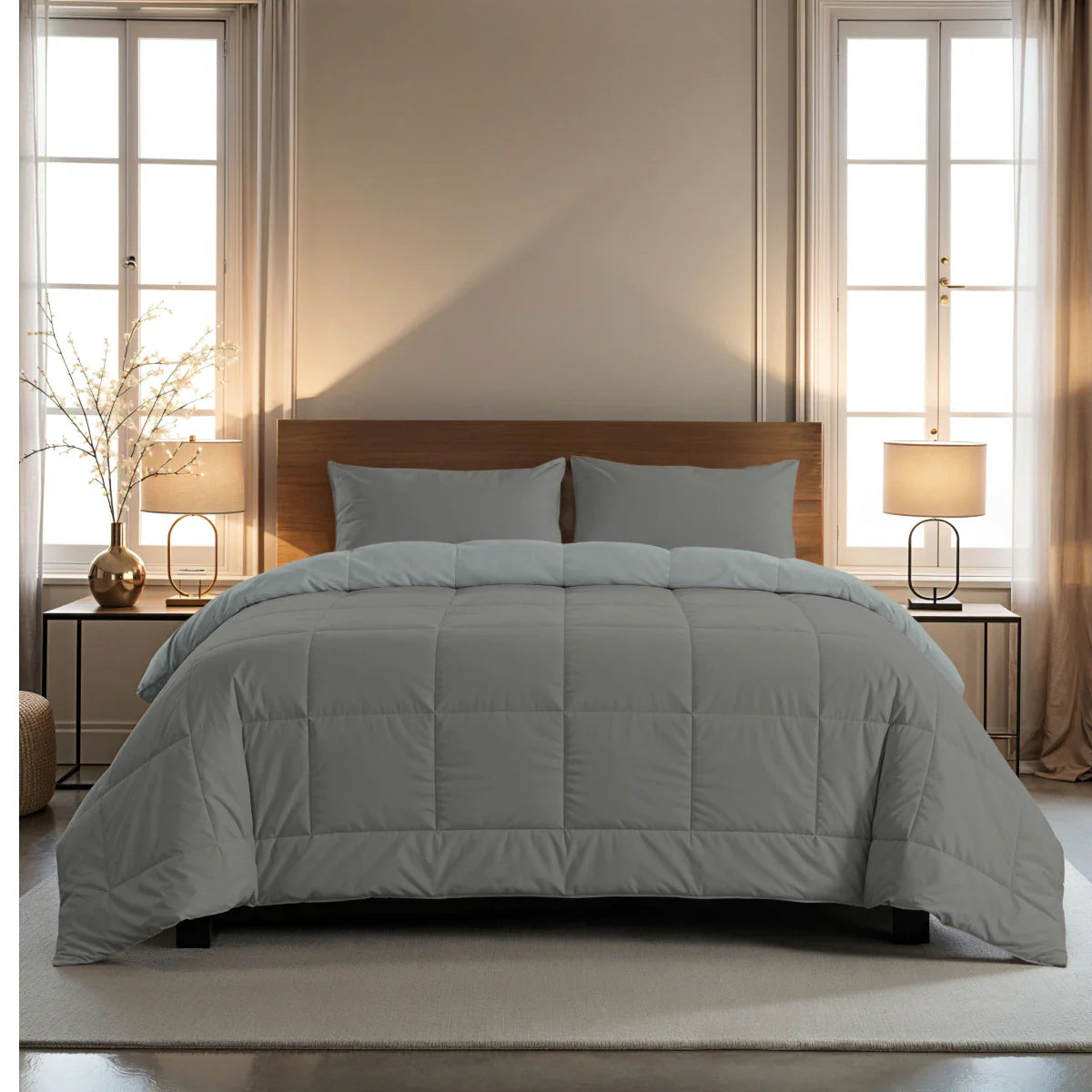 Zelesta Pure Duo katoenen zomerdekbed - Donkergrijs & Lichtgrijs