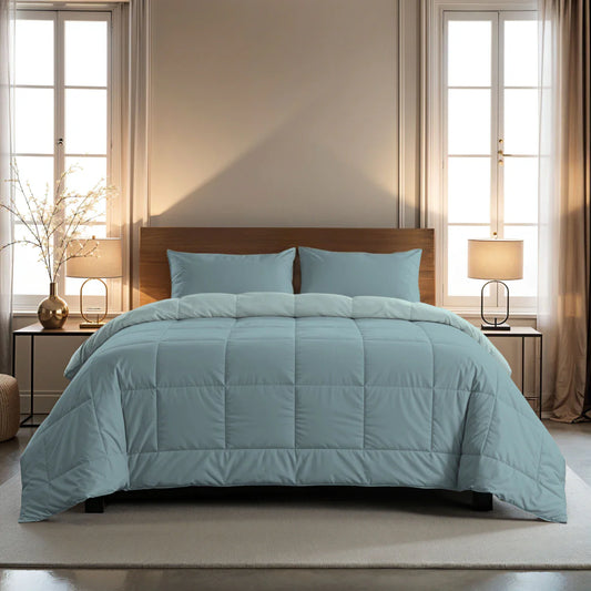 Zelesta Pure Duo Katoenen Dekbed - Grijs-Blauw & Lichtblauw