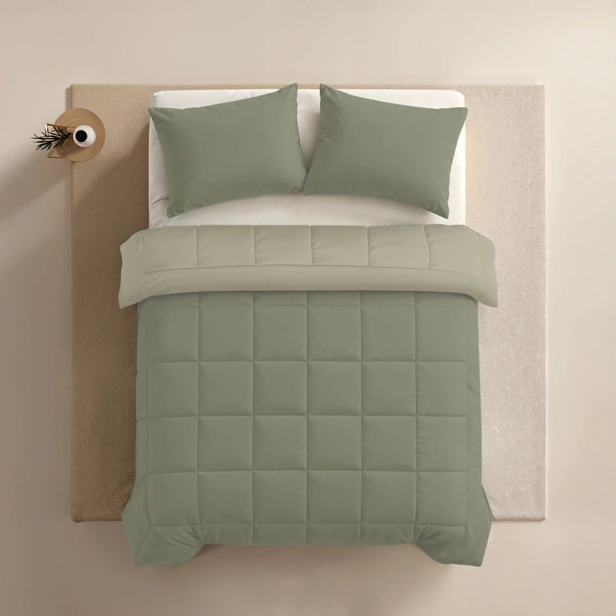 Zelesta Pure Duo katoenen zomerdekbed - Grijs-groen & Zacht grijs-groen