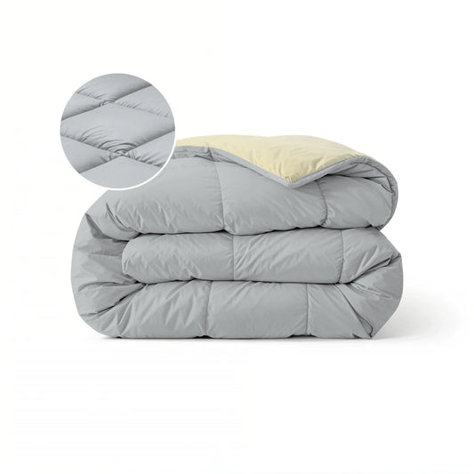 Zelesta Pure Duo Katoenen Dekbed - Lichtgrijs & Botergeel