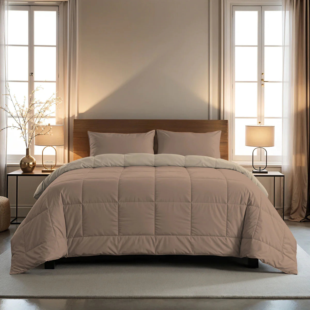 Zelesta Pure Duo Cotton Summer Duvet - Rose Brown & Concrete Brown