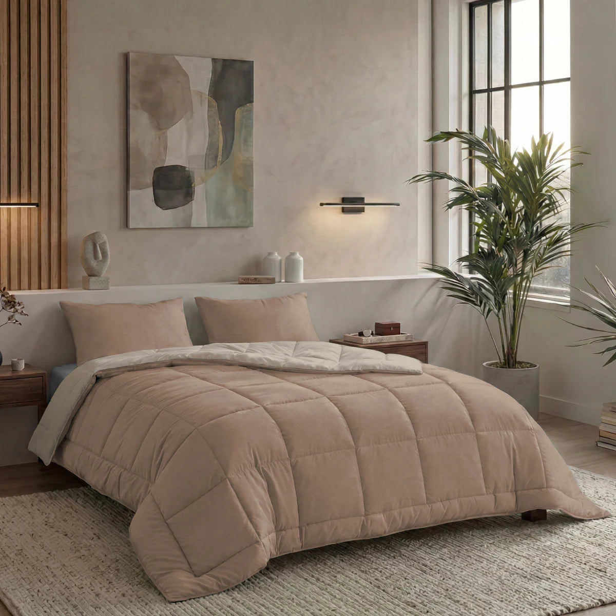 Zelesta Pure Duo Cotton Summer Duvet - Rose Brown & Concrete Brown