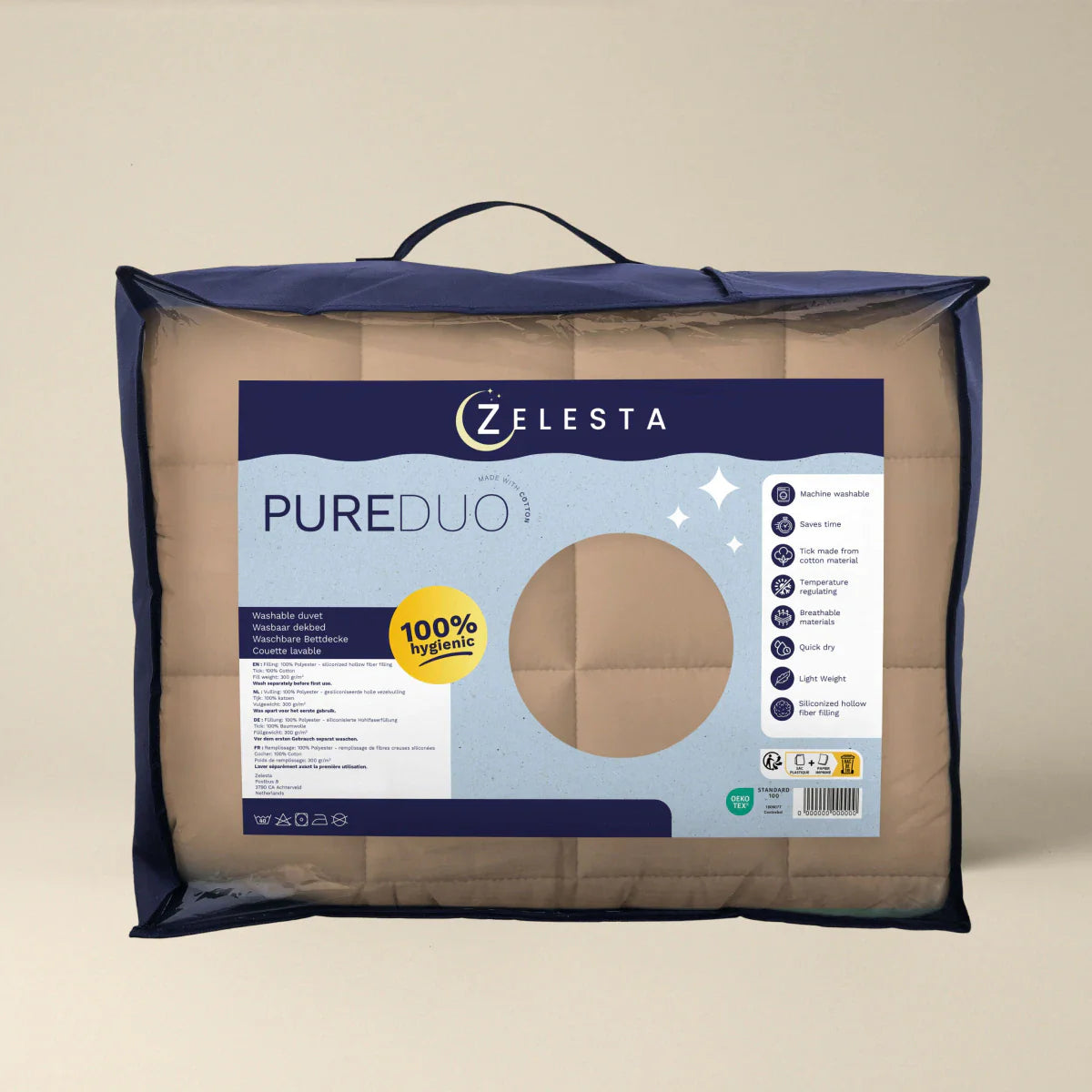 Zelesta Pure Duo Cotton Summer Duvet - Rose Brown & Concrete Brown