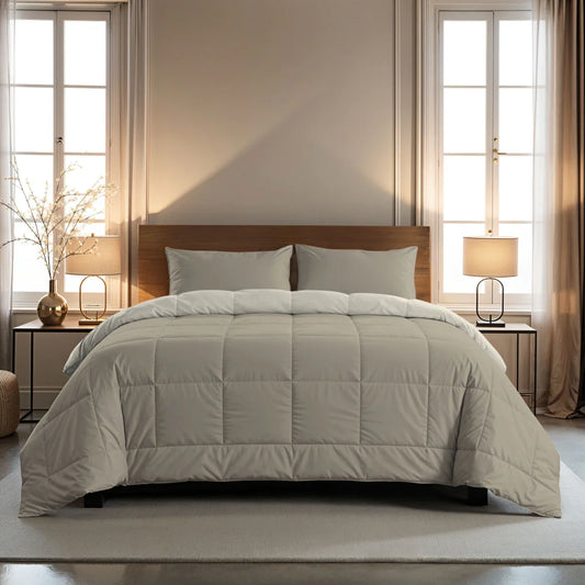 Zelesta Pure Duo katoenen zomerdekbed - Warm grijs & crèmewit