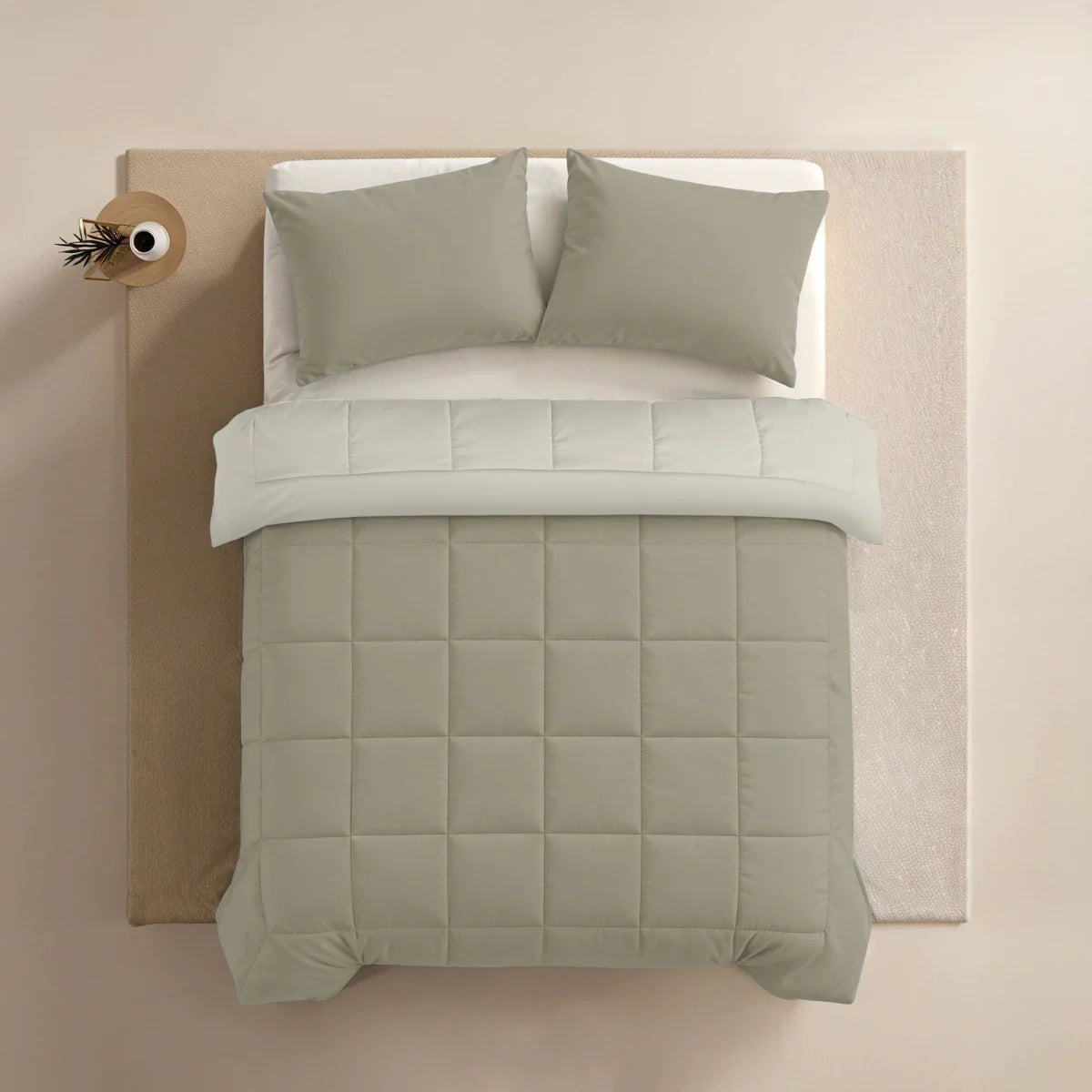 Zelesta Pure Duo katoenen zomerdekbed - Warm grijs & crèmewit