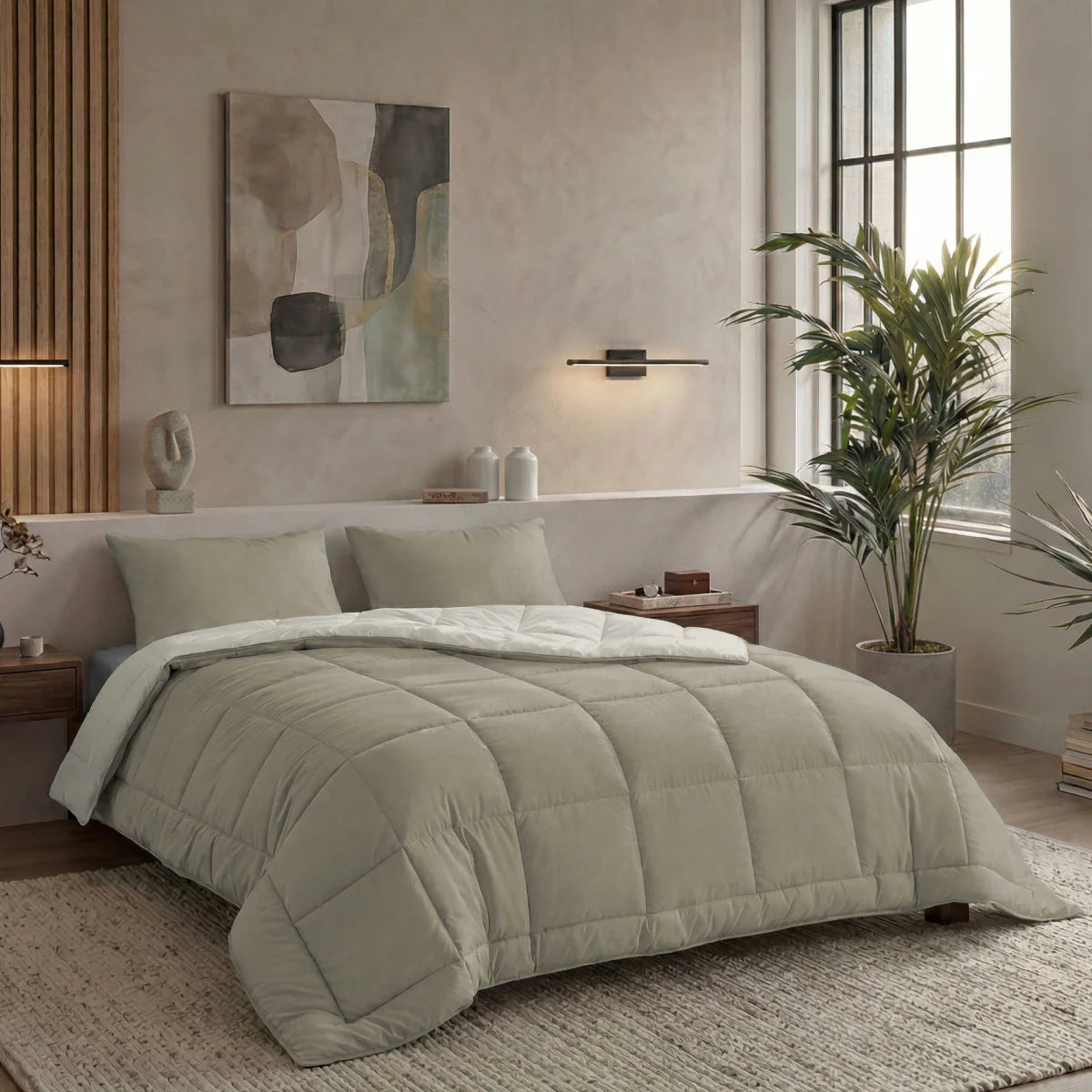 Zelesta Pure Duo katoenen zomerdekbed - Warm grijs & crèmewit