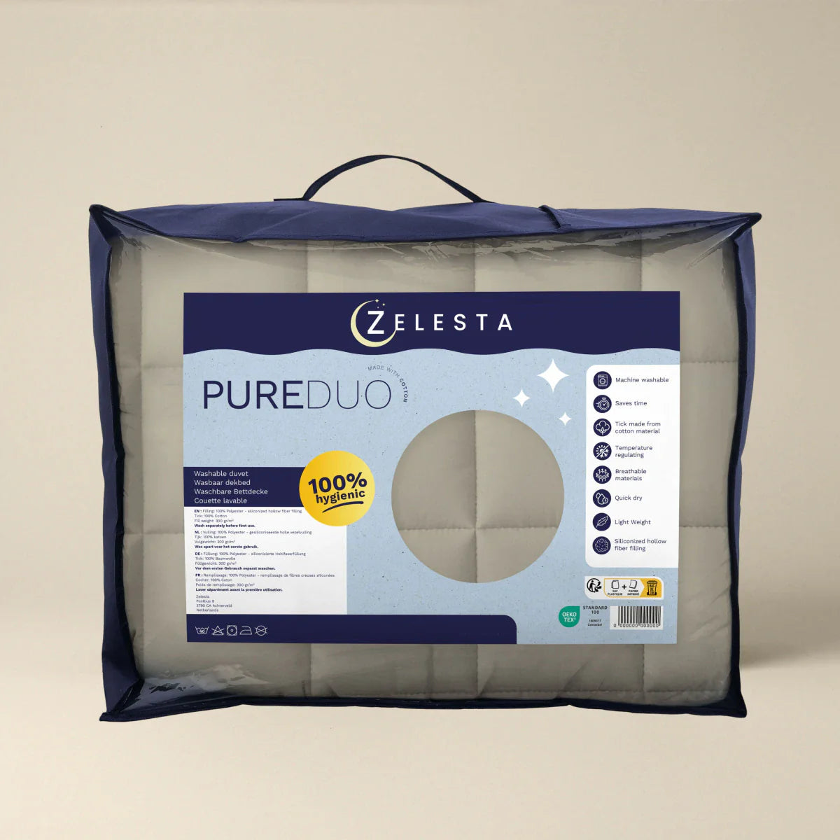 Zelesta Pure Duo katoenen zomerdekbed - Warm grijs & crèmewit