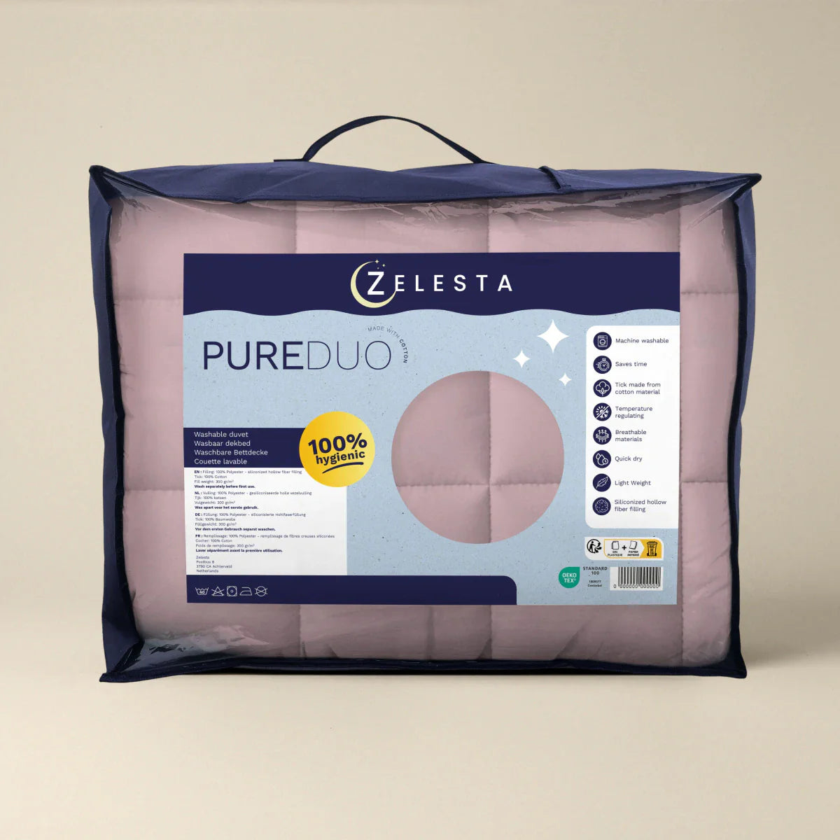 Zelesta Pure Duo Katoenen Dekbed - Zachtpaars & Zachtroze