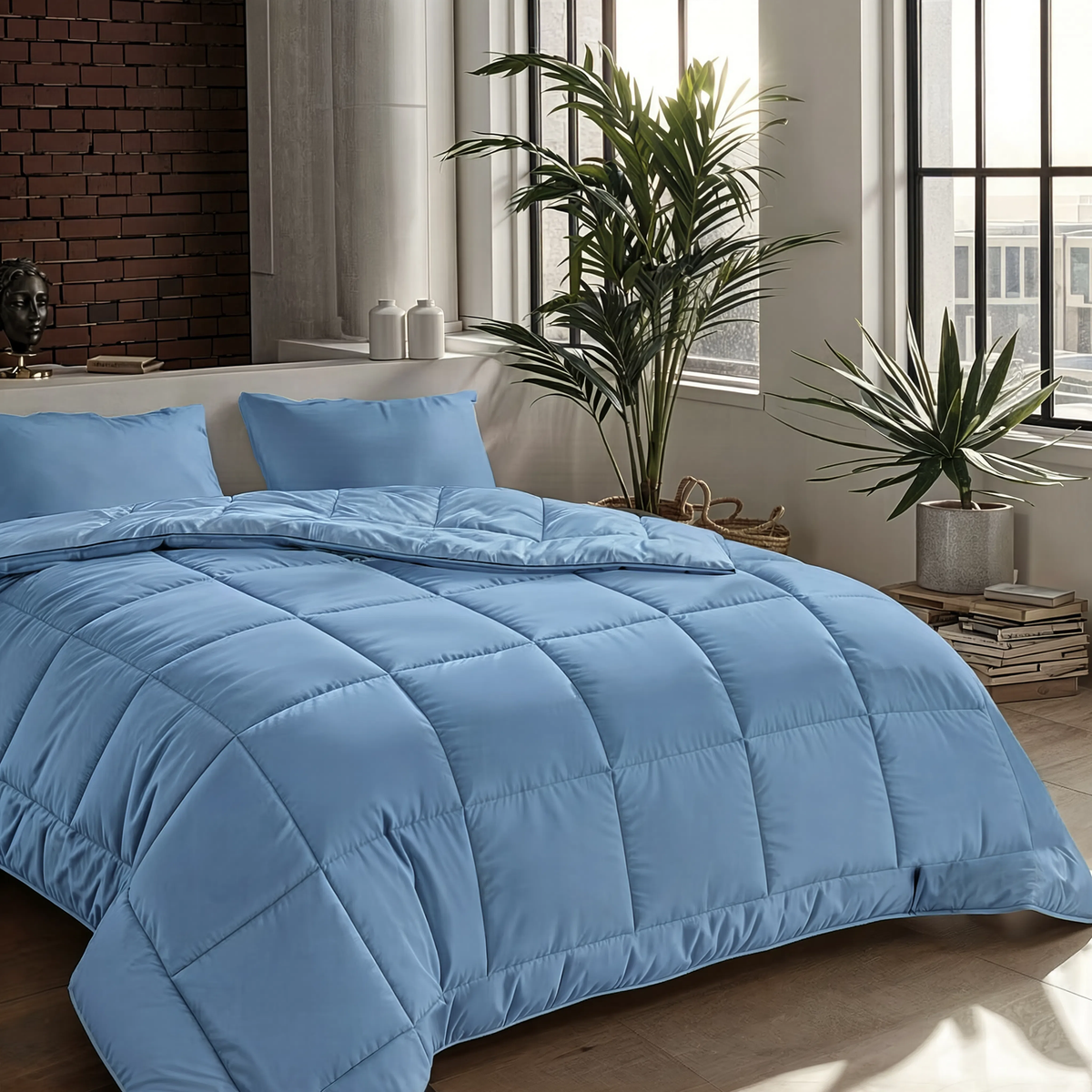 Zelesta Pure Uni 4-Seizoenen Naadloos Katoenen Dekbed – Blauw