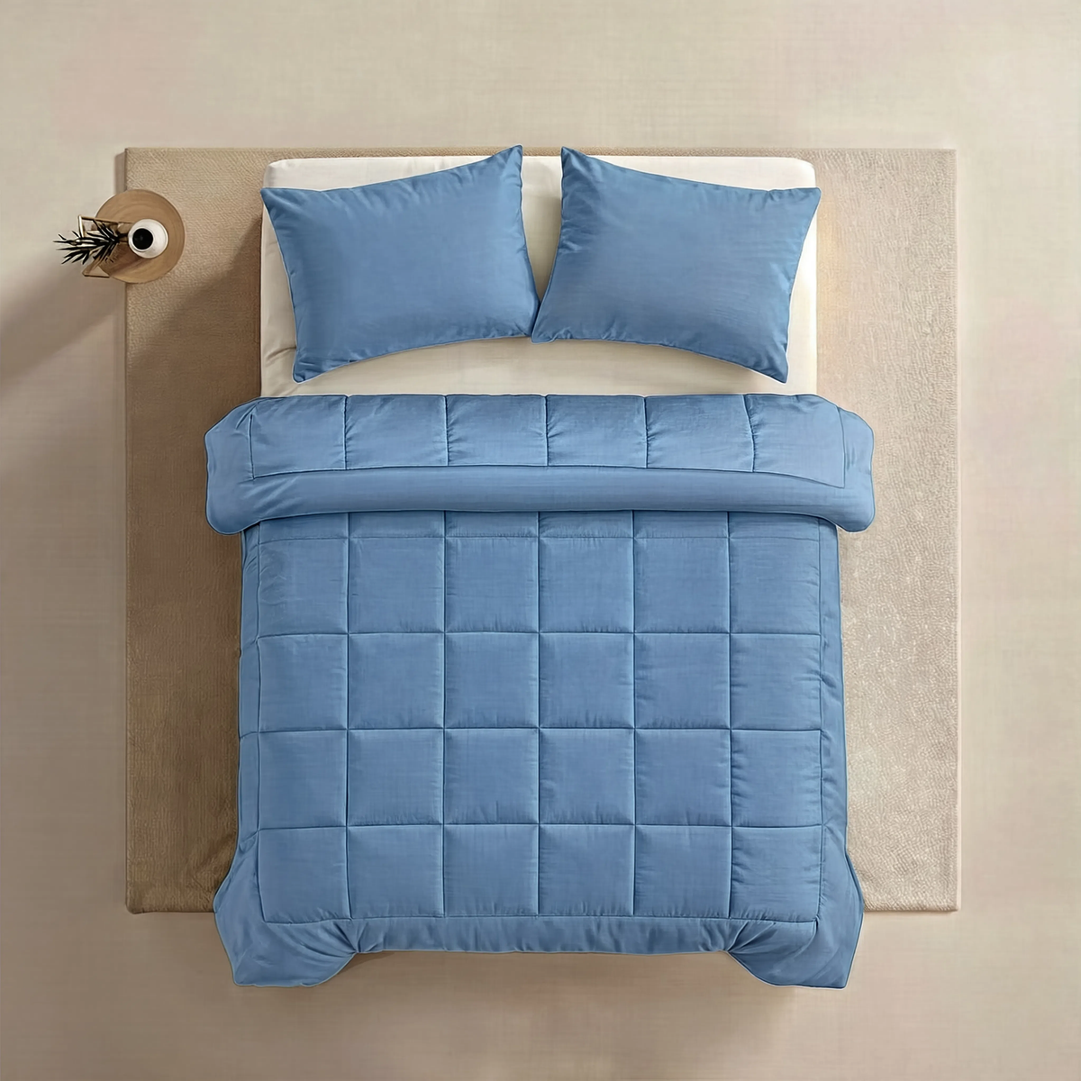 Zelesta Pure Uni 4-Seizoenen Naadloos Katoenen Dekbed – Blauw