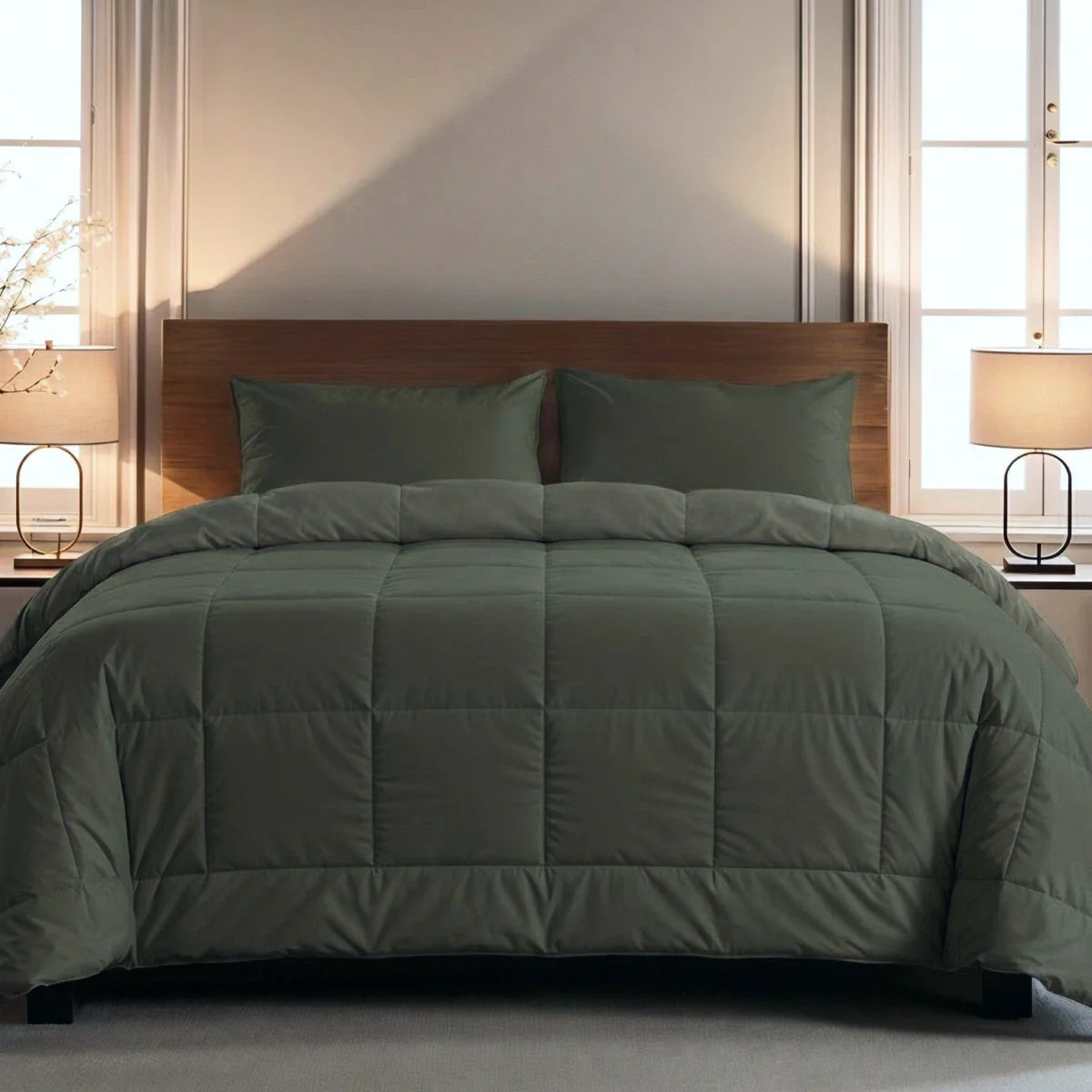 Zelesta Pure Uni Katoenen Dekbed - Olijfzwart