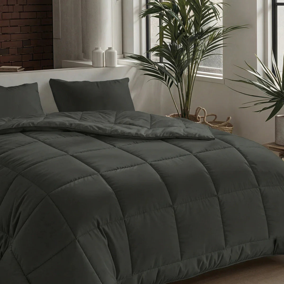 Zelesta Pure Uni Katoenen Dekbed - Olijfzwart