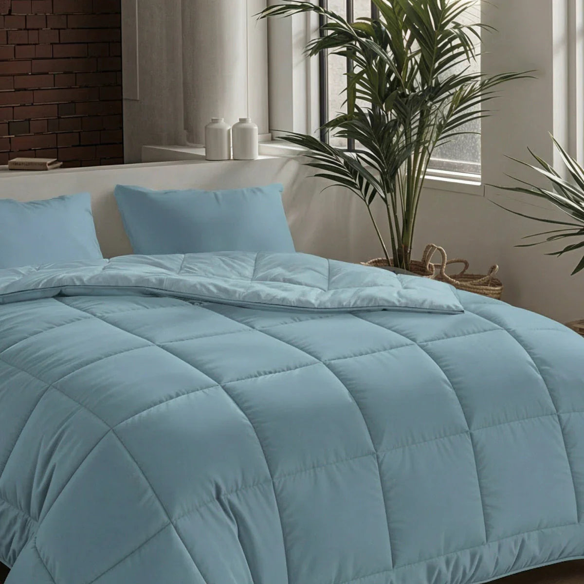 Zelesta Pure Uni Katoenen Dekbed - Pastelblauw