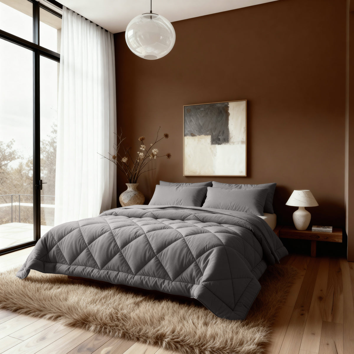 Zelesta Comfort Uni Diamond Dekbed - Bruin-Grijs