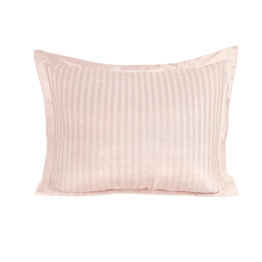 Zelesta Deluxe Hotel Stripe Satin Cotton Pillowcase Set Of 2 - Pink
