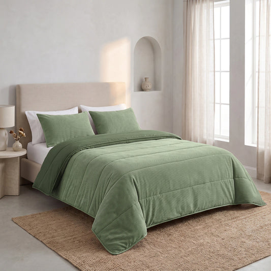 Zelesta Special Corduroy Percale Cotton Duvet - Forest Green