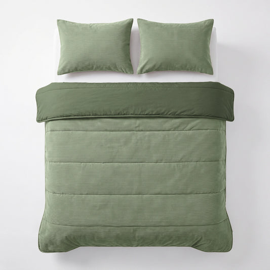 Zelesta Special Corduroy Percale Cotton Pillowcase Set Of 2 - Forest Green