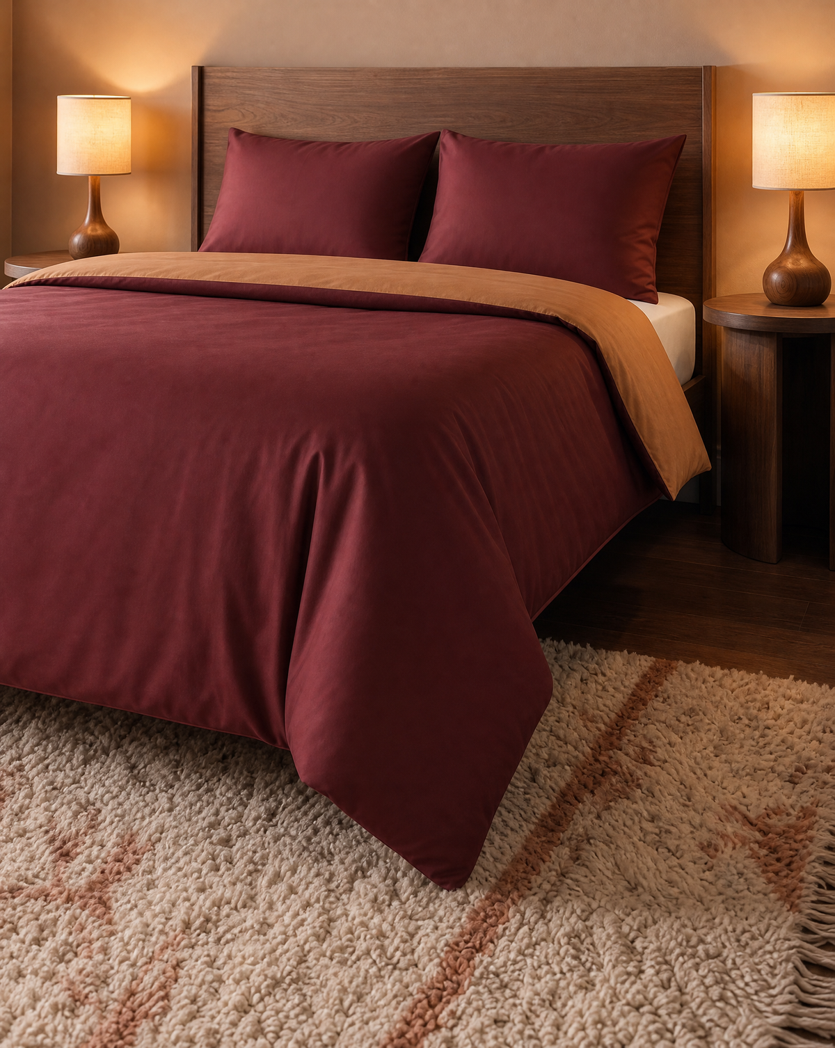 Zelesta Pure Duo Naadloos Katoenen Dekbed - Bruin & Rood