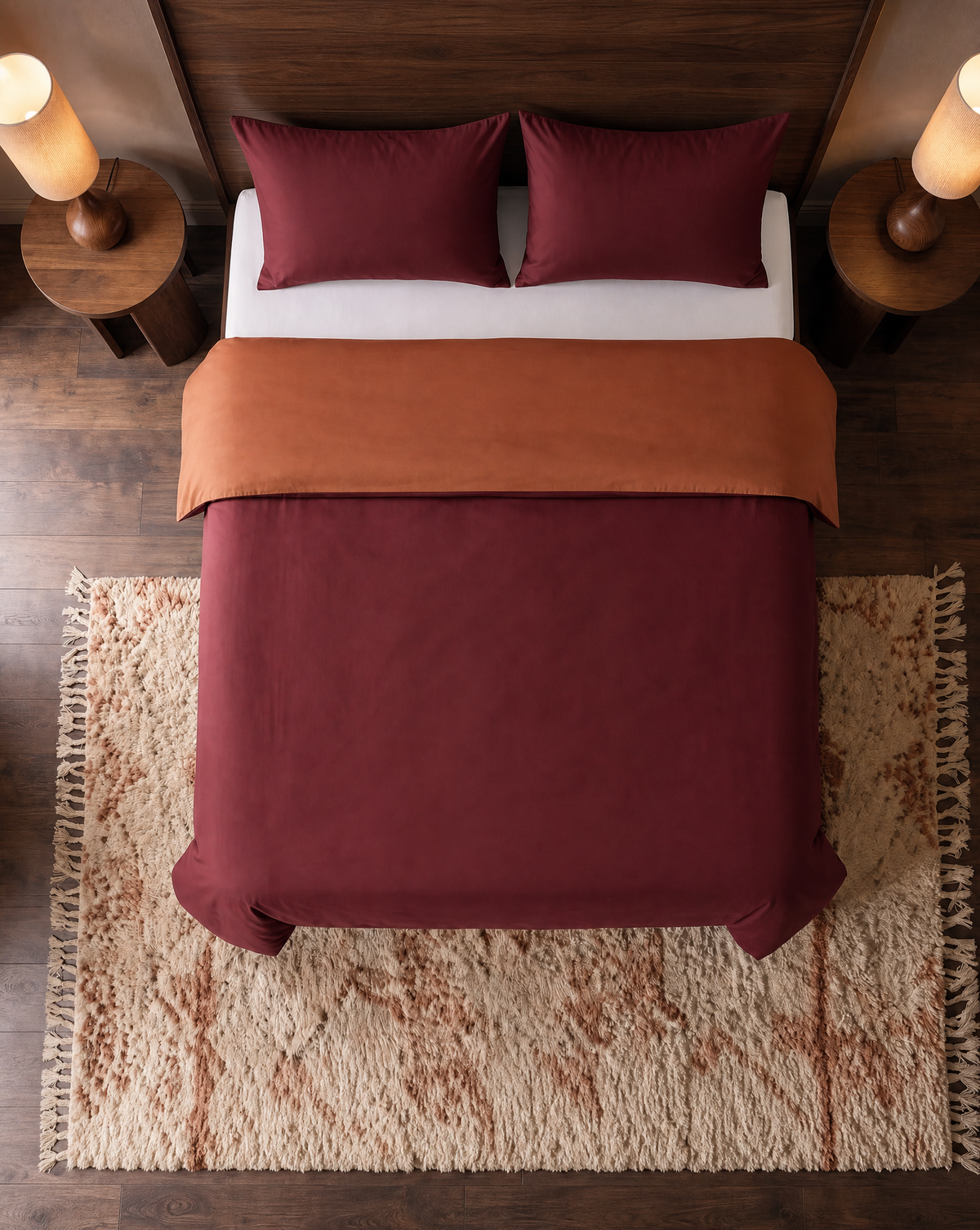Zelesta Pure Duo Naadloos Katoenen Dekbed - Bruin & Rood