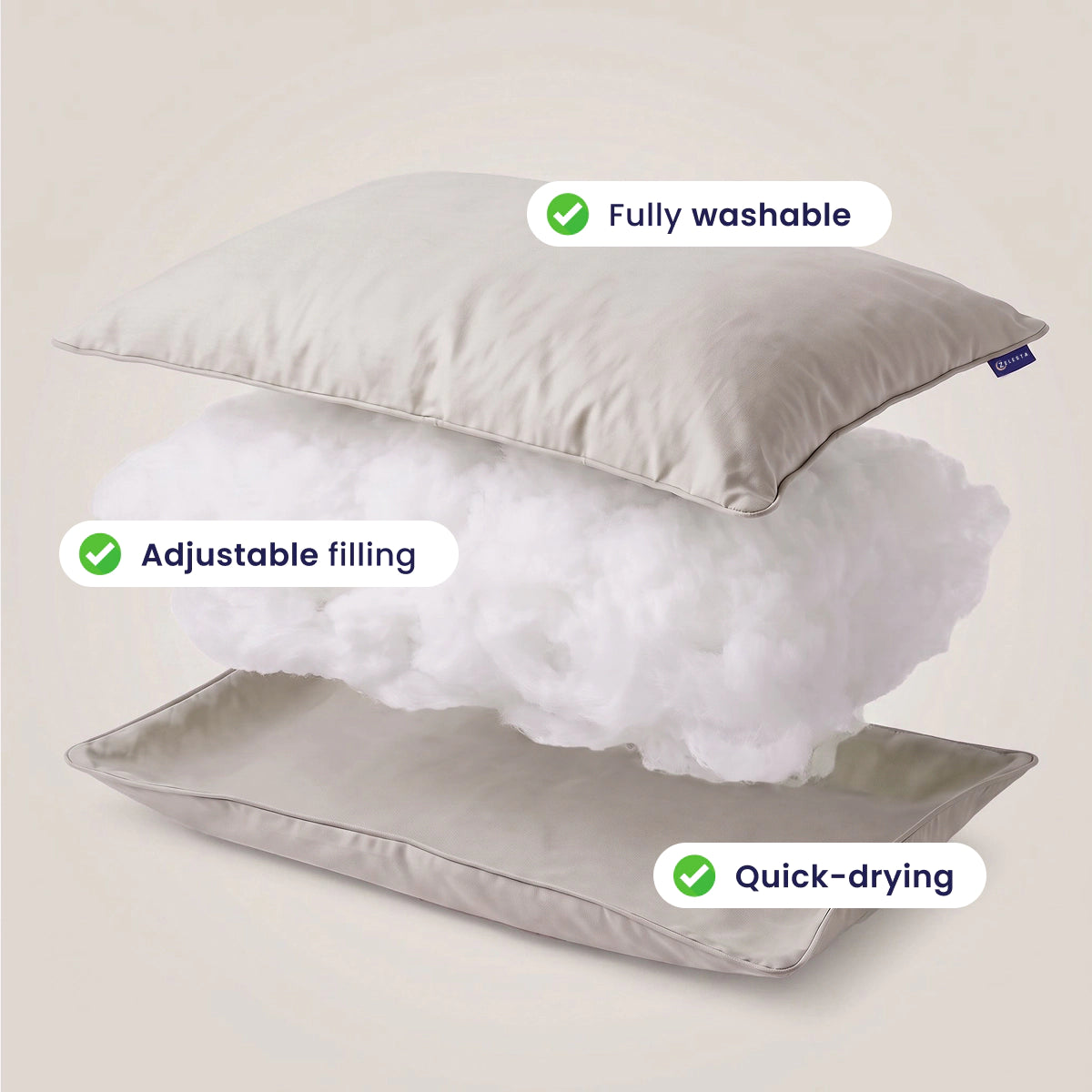 Zelesta Comfort Wasbaar & Aanpasbaar Hoofdkussen - Taupe