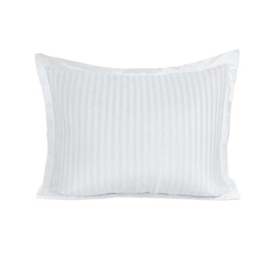 Zelesta Deluxe Hotel Stripe Satin Cotton Pillowcase Set Of 2 - White