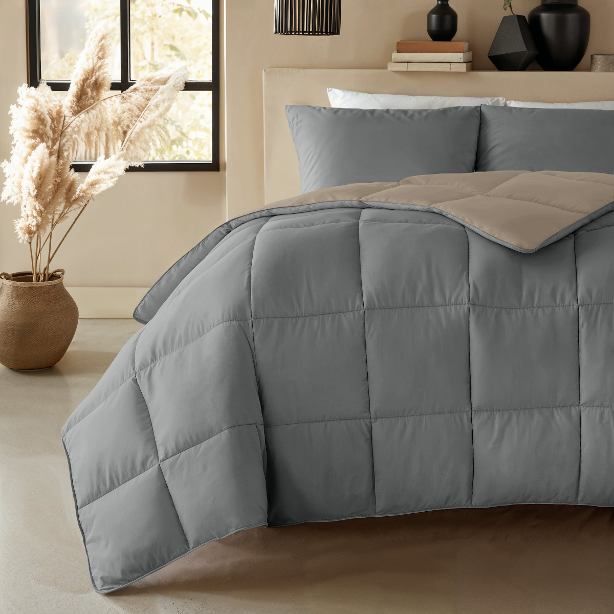Zelesta Deluxe Duo Percale Katoenen Dekbed - Antraciet & Taupe