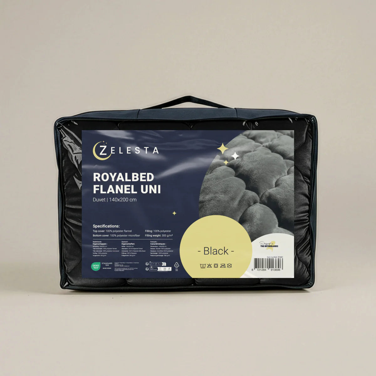 Zelesta Special Flanellen Uni Dekbed - Zwart