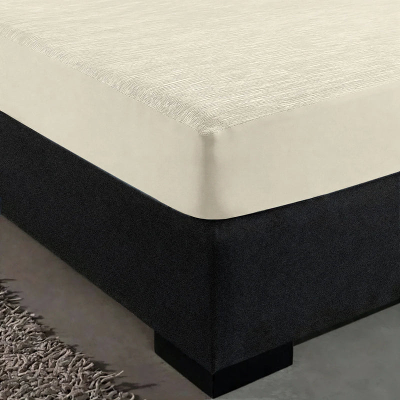 Zelesta Special Cooling Blend Fitted Sheet in Ivory Sand on a white background