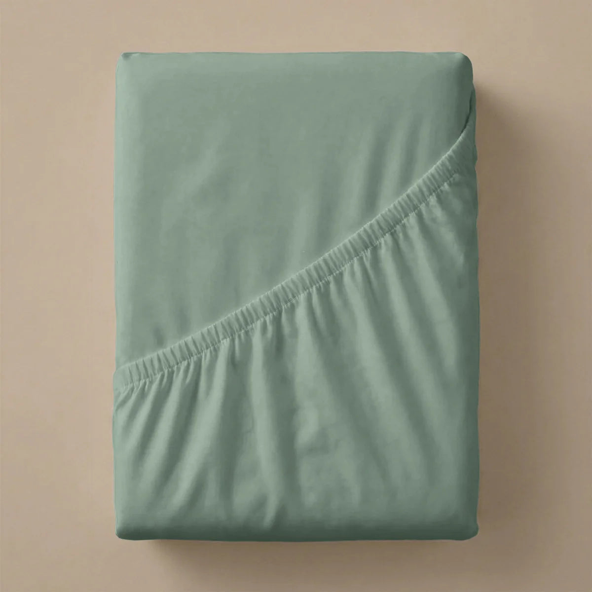 Zelesta Special Cooling Serene Fitted Sheet in Sage Green on a white background