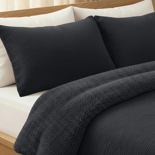 Zelesta Special Teddy Katoenen Mousseline Kussensloop Set Van 2 - Antraciet