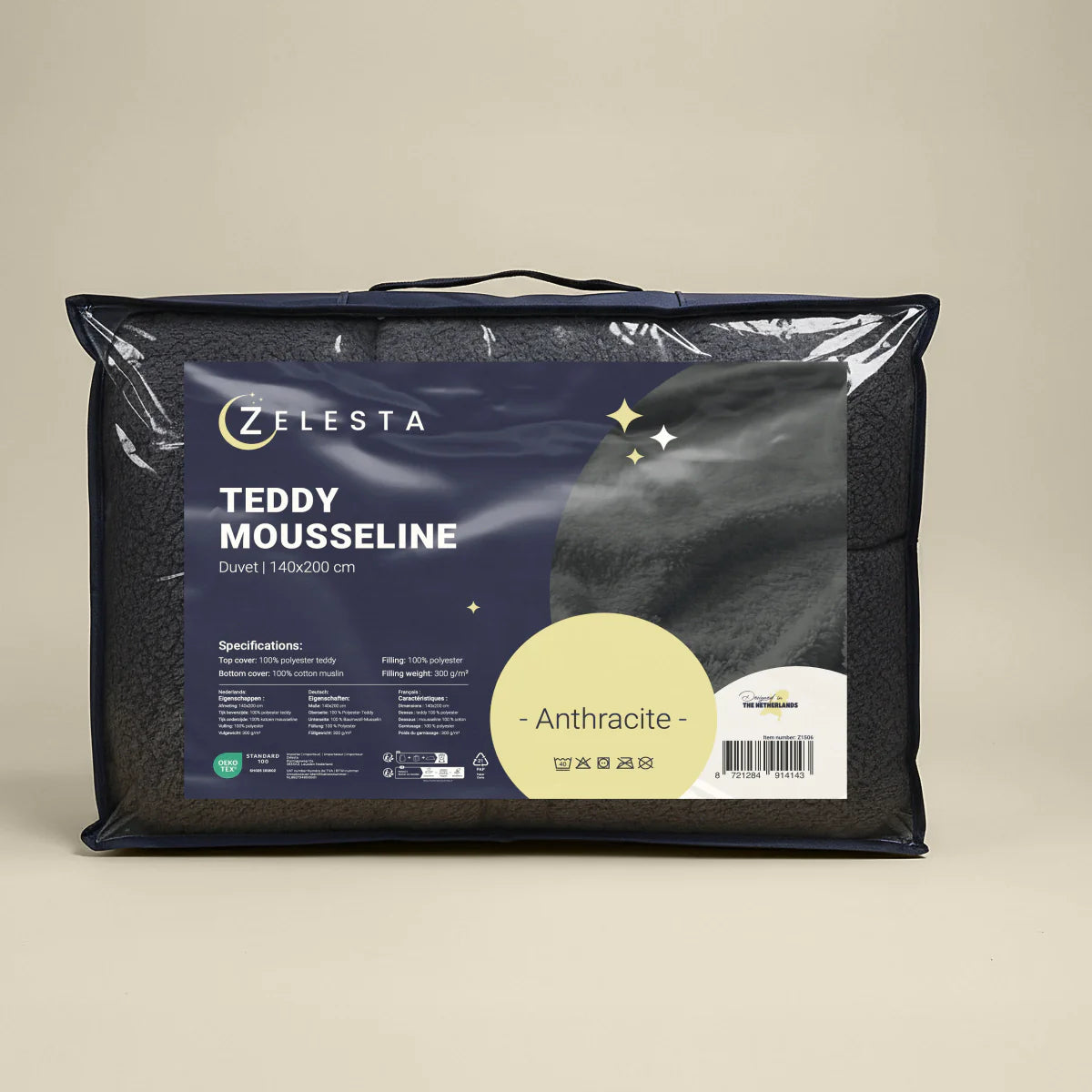 Zelesta Special Teddy Katoenen Mousseline Dekbed - Antraciet