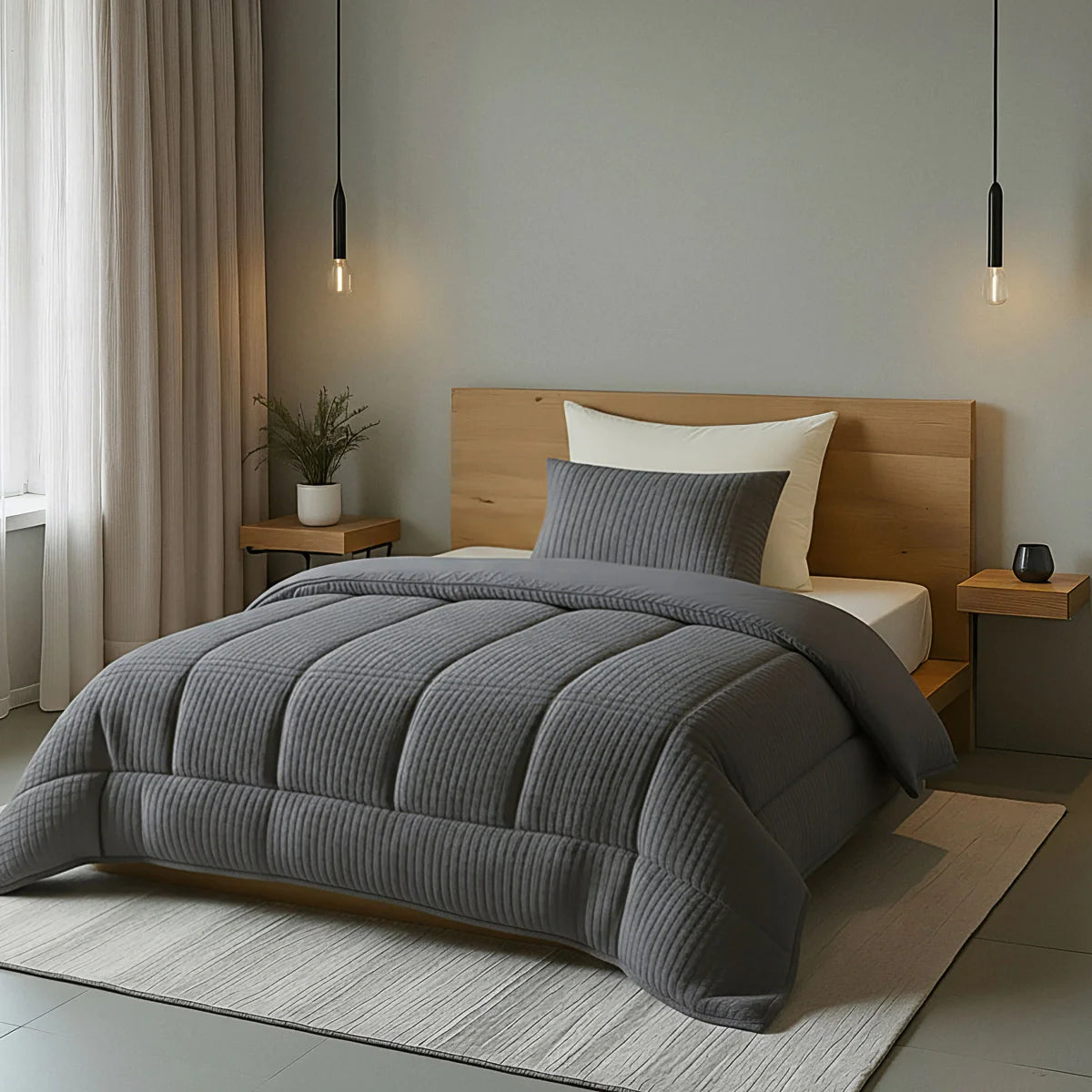 Zelesta Special Teddy Check Dekbed - Antraciet