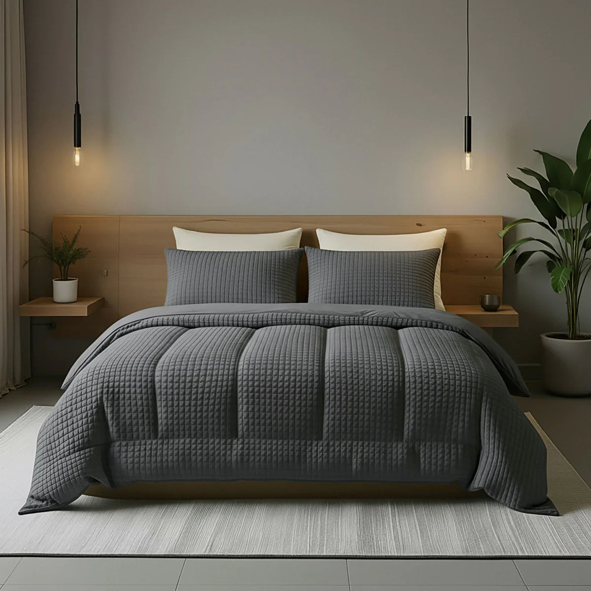 Zelesta Special Teddy Check Dekbed - Antraciet